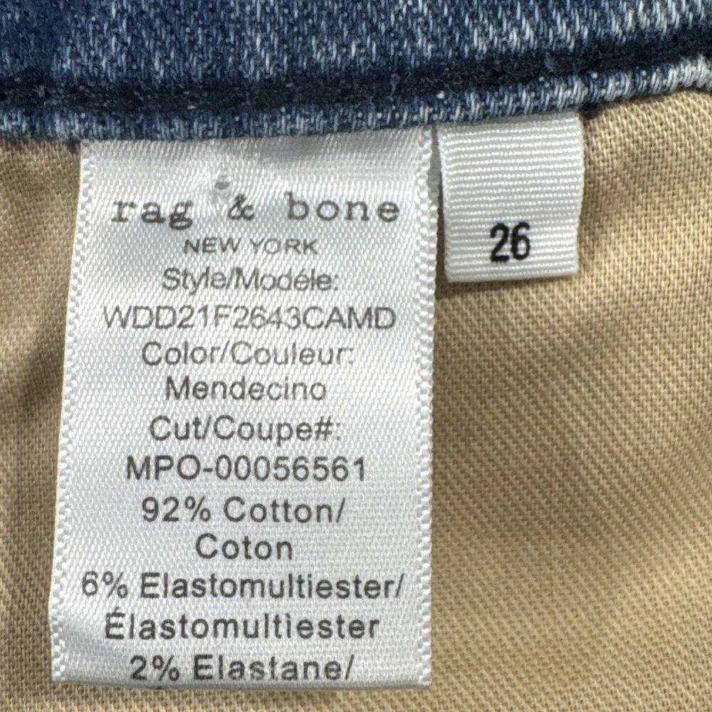 Rag & Bone Dre Low Rise Slim Boyfriend Jeans 26 (30x26) Mendecino Distressed - Picture 6 of 12